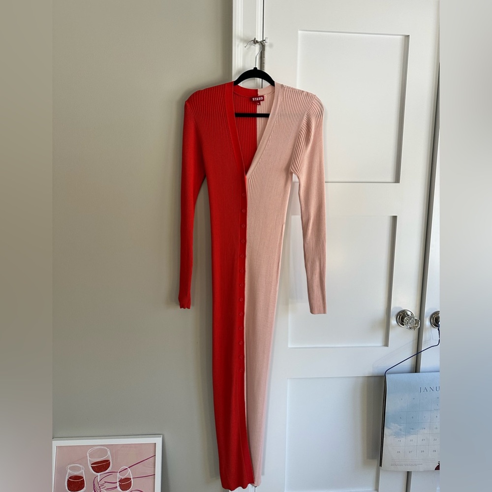 Colorblock Button-Down Midi Dress